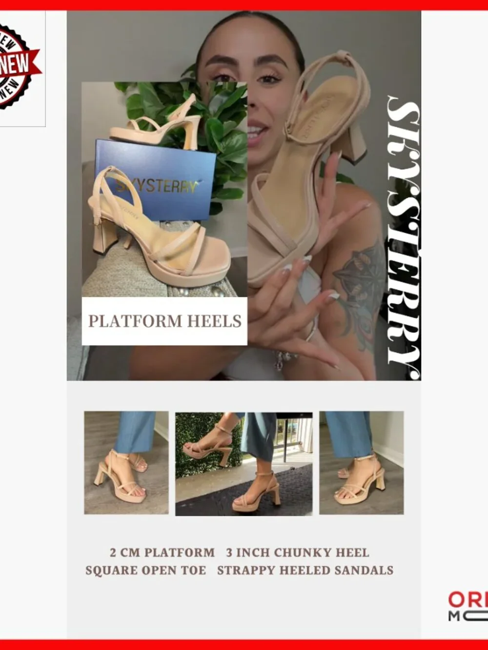 Strappy Platform Heels Chunky Block High Heel Sandals Wedding Prom 3 Inch